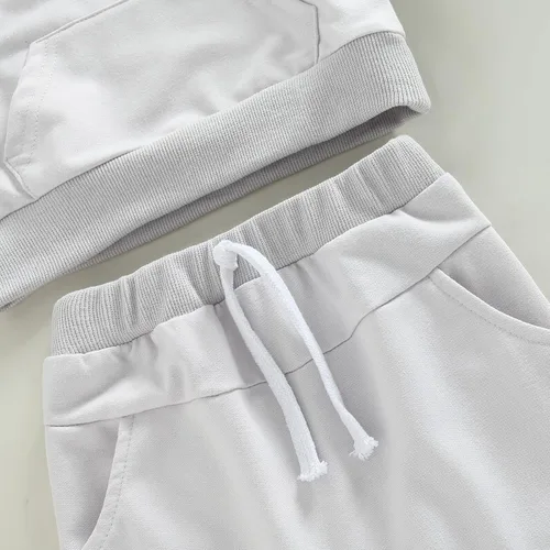 Vista 4 de Conjunto de sudadera de manga larga con cuello redondo y pantalones casuales, 2 piezas, ropa de otoño e invierno