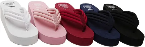 Vista 5 de ANBOVER Sandalias de playa de cuña alta para mujer con plataforma de verano, Blanco