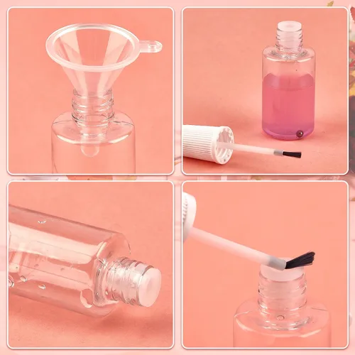 Vista 5 de NICENEEDED Botellas vacías de esmalte de uñas, contenedor de esmalte de uñas de plástico recargable, botellas de esmalte de uñas transparentes