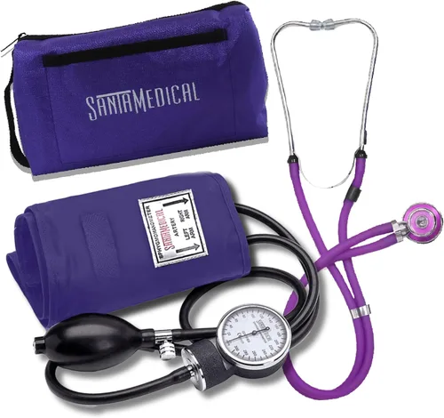 Vista 8 de Santamedical Esfigmomanómetro aneroide de lujo para adultos, monitor de presión arterial profesional con brazalete negro para adultos y funda