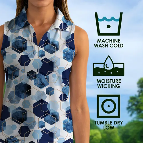 Vista 33 de YATTA GOLF Polo de golf sin mangas para mujer, absorbe la humedad, cuello en V, para golf, entrenamiento, golf