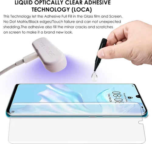 Vista 2 de Protector de pantalla para P30 Pro [3 unidades], juego de vidrio templado UV, cobertura de borde a borde, tacto sensible, resistente a los arañazos