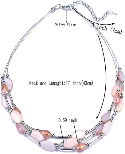 Vista 3 de Collar a capas con cristal para mujer, gargantilla con cadena de plata gruesa, regalo de cumpleaños para mujer