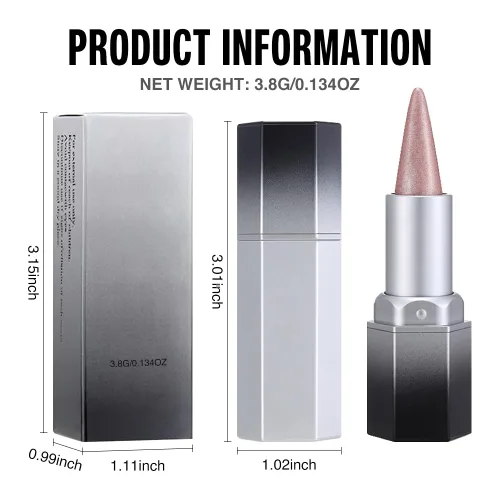 Vista 6 de evpct Combo de delineador de labios metálico rosa brillante y lápiz labial, lápiz labial con punta de cono para mujer, de larga duración