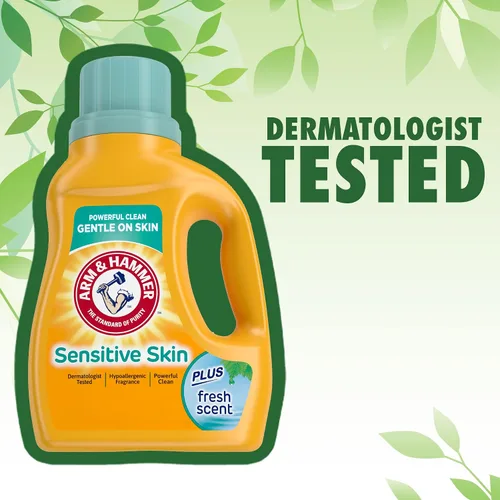 Vista 5 de ARM & HAMMER Detergente para ropa de piel sensible con fragancia hipoalergénica, detergente líquido para ropa con aroma fresco, botella de 144.5