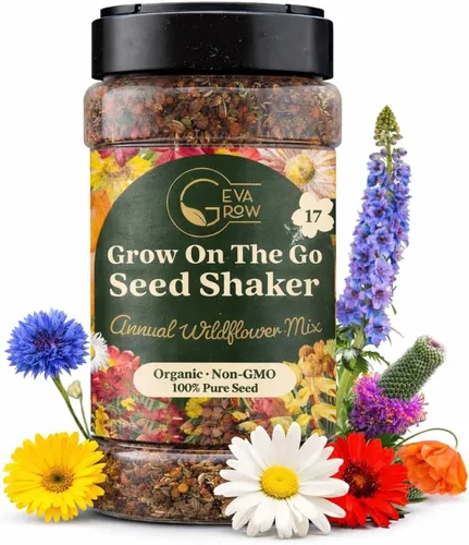 Vista 11 de Agitador de semillas de flores silvestres – Mezcla anual de GevaGrow 17 variedades de semillas de flores para plantar en macetas y jardines al