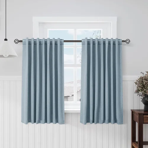 Vista 66 de Nanspring Cortinas de lino 100% opacas para dormitorio, 96 pulgadas de largo, con pestaña trasera, bolsillo para barra, aislamiento térmico, cortina