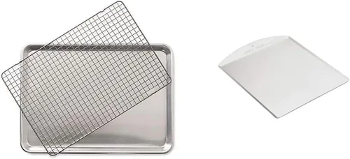 Vista 5 de Nordic Ware Media hoja con rejilla y 3 piezas Baker's Delight Juego de utensilios de aluminio para hornear