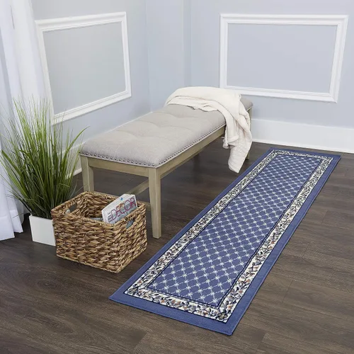 Vista 12 de Home Dynamix Premium Aydin - Alfombra tradicional con diseño floral de diamantes, azul/marfil, 1.9 x 7.2 pies