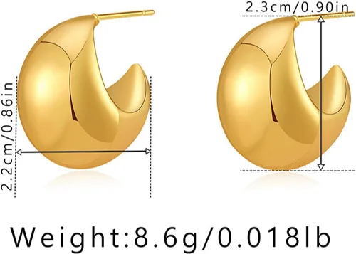 Vista 6 de SYWDUDUCLT Oversized chunky Gold Earrings gold plated earrings Lightweight Drop Earrings Fashion Jewelry for Women Girls Gift with 18K Real Gold