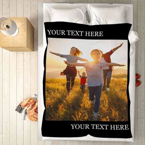 Vista 3 de Artsadd Mantas personalizadas con imágenes y texto con mis propias fotos para padres, niños, perros, mejores amigos o parejas, manta personalizada