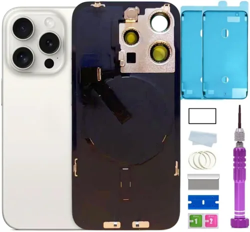 Vista 19 de Reemplazo de vidrio trasero de 14 pulgadas con placa y cable flexible y todas las piezas para iPhone 14 (azul, 6.1 pulgadas) + cinta impermeable +