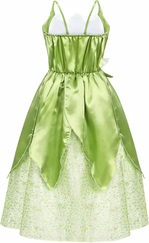 Vista 3 de Kantenia Girls Frog Princess Dresses Kids Halloween Costume Dress Up Birthday Party Outfits with CrownMagicWand 2-10Y