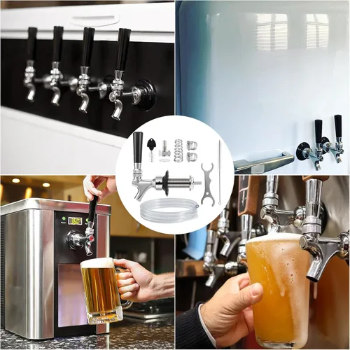 Vista 7 de Kit de grifo de vástago de cerveza de barril de cerveza de 3 pulgadas, vástago de grifo de cerveza de cierre automático, llave de piezas