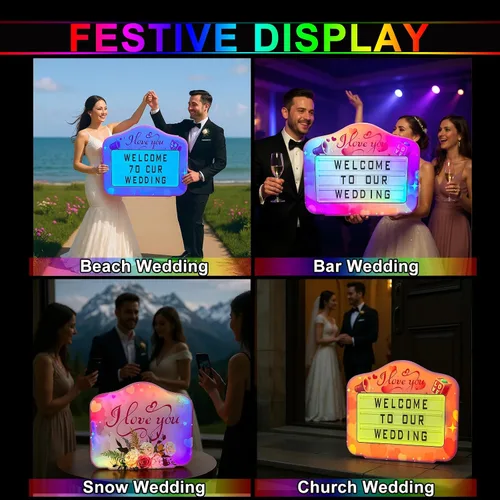 Vista 6 de Letrero de servicio de botellas, letrero de boda personalizado con letras y números, pantalla LED de mano para despedida de soltera y despedida