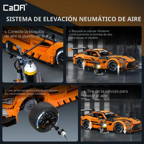 Vista 4 de CaDA Master C64008W Mercedes-AMG GT3 - Juego de construcción a escala 1:8 – 5466 piezas con licencia oficial de Supercar, kit de bloques