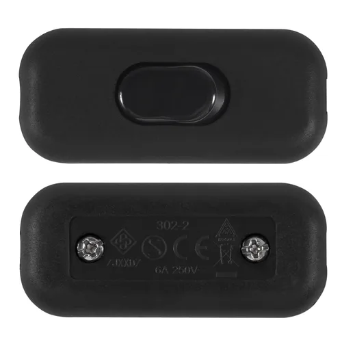 Vista 2 de 2 interruptores de cable en línea, AC120V 10A, 250V 6A, interruptor de control de lámpara de encendido y apagado para dormitorio, lámpara de mesa