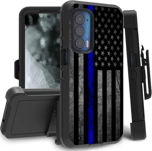 Vista 55 de Funda para Motorola Edge 2021 / Moto Edge 5G UW, protección resistente de 3 capas híbridas a prueba de golpes con funda de clip para cinturón
