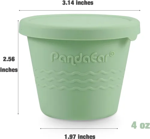 Vista 3 de PandaEar - Paquete de 12 recipientes de silicona para almacenamiento de alimentos para bebés, 4 onzas Reusable Snack Containers Freezer Storage