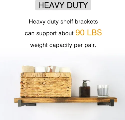 Vista 4 de OVOV Paquete de 6 soportes de estante negros de 6 pulgadas con soporte de estante industrial para almacenamiento de cocina, baño, soporte de estante