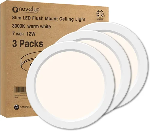 Vista 23 de Lámpara de techo de montaje empotrado - Certificada ETL - LED de 3,000 K y luz blanca cálida de 5 pulgadas, diseño redondo ultradelgado de 0.63