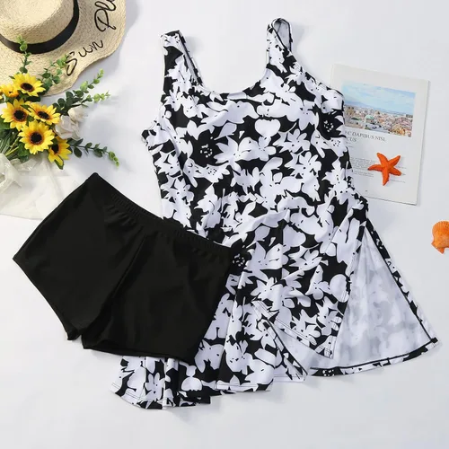 Vista 5 de Conjunto de bikini sexy para mujeres, trajes de baño de dos piezas con estampado de rayas y shorts