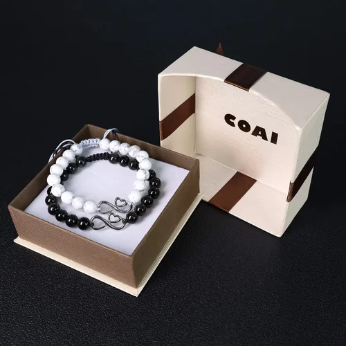 Vista 7 de COAI Love Heart Infinity - Pulseras para parejas de piedras para él y ella