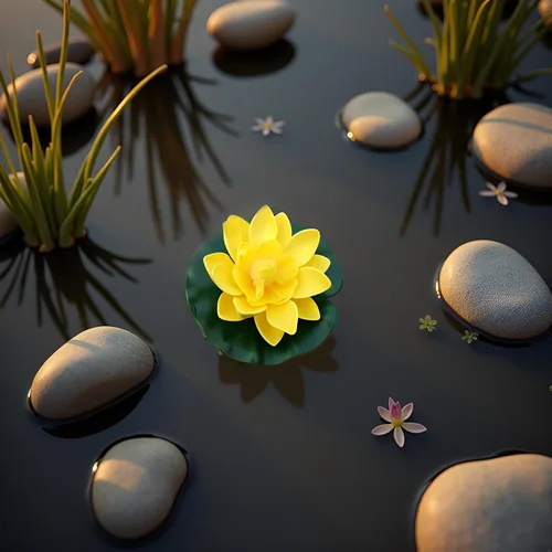Vista 4 de Flor de loto de espuma flotante amarilla con adornos de almohadilla de lirios de agua, flores de loto falsas para pecera, acuario, hogar, jardín