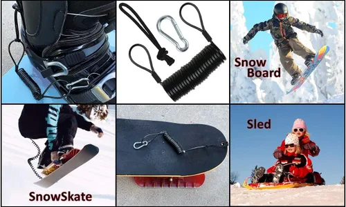 Vista 2 de Correa de seguridad con puño de muñeca y tobillo resistente, mosquetón y bucle de paracaídas. Tablas de Boogie, tablas de snowboard, tablas de surf