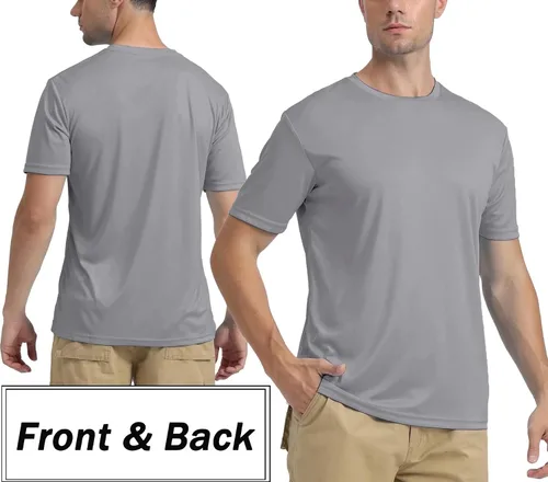 Vista 2 de BIYLACLESEN Camiseta de manga corta con protección solar UPF 50+ transpirable de secado rápido, para correr, para hombre