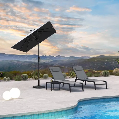 Vista 78 de PURPLE LEAF - Sombrilla de patio rectangular de 6' x 4', sombrilla de mesa para exteriores con marco de aluminio, sombrilla de mercado, sombrilla