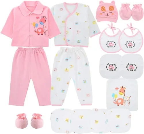 Vista 2 de Conjunto de regalo de 18 piezas para niña recién nacida, ropa de bebé prematuro de 0 a 3 meses, Rosado