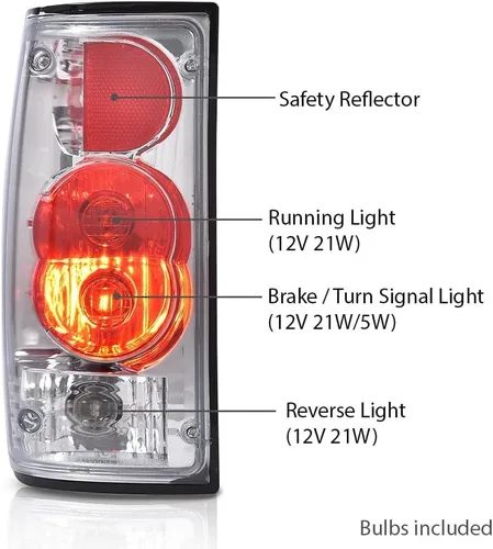 Vista 3 de G-PLUS Luces traseras lámpara de freno con bombillas compatible con Toyota Hilux Pickup Truck 1989-1995 8156089166, 8155089166, TO2800105, TO2801105