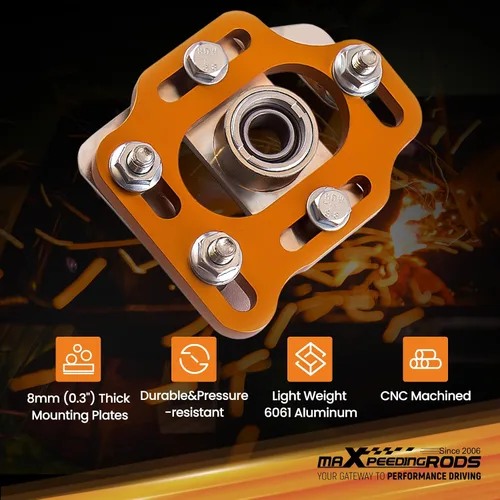Vista 4 de maXpeedingrods Coilovers Placas de Camber Ajustables Montaje Superior Delantero para Ford Mustang 1979-1989, Placa de Camber Caster de 2 Piezas