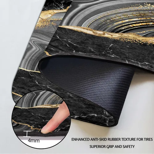 Vista 5 de MCALK Tapete de secado de platos negro mármol para encimera de cocina, almohadilla de secado de platos dorada con base de goma antideslizante