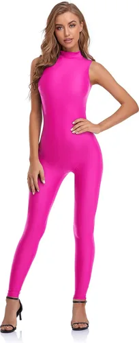 Vista 4 de speerise - Overol de elastano para mujer, con cremallera, sin mangas, ajustado al cuerpo, leotardo para disfraz