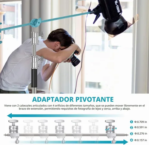 Vista 3 de Neewer Soporte de luz ajustable en C de 10 pies/9.8 ft con brazo de pluma de extensión de 4 pies/3.9 ft, cabezal de agarre de 2 piezas y bolsa