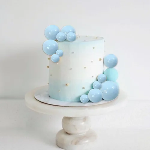 Vista 4 de Rsstarxi 30 piezas de miniglobos para tartas, bolas de espuma, para decoración de pasteles, bolas de perlas de imitación, decoración para tartas Azul