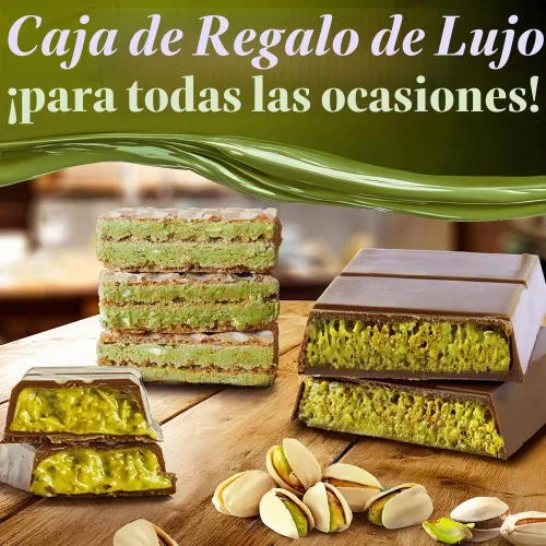 Vista 4 de Paquete Variado de Chocolate Dubai – 7 unidades, 3 de Chocolate con Leche, Oscuro y Blanco + 2 Obleas Dubai + 2 Mini Barras – Elegante Caja