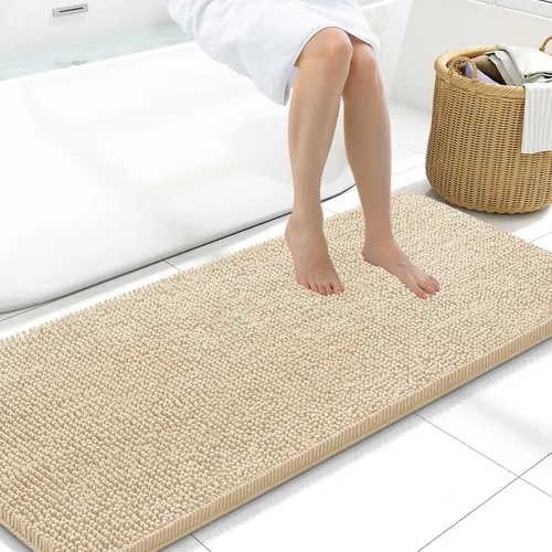 Vista 108 de Arotive Alfombras de baño de felpilla extrasuaves y absorbentes, de 24 x 16 pulgadas, lavables a máquina, parte trasera de goma antideslizante