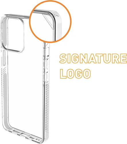 Vista 3 de ARMOR Funda Signature para iPhone 14 (transparente con cinta gris)