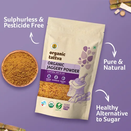 Vista 5 de Organic Tattva Jaggery en polvo, 17.64 oz certificado por USDA