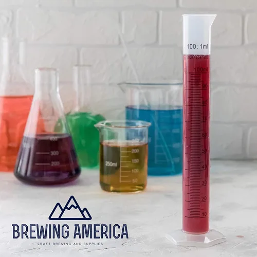 Vista 4 de Brewing America Vaso cilíndrico graduado de plástico de 3.4 fl oz – Frasco de tubo de ensayo de medición científica de 3.4 fl oz, marcado de 2