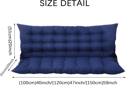 Vista 6 de Cojines de banco para columpio con respaldo, almohadillas de banco para muebles de exterior, con lazos, antideslizantes, rellenos de 2-3 plazas Negro