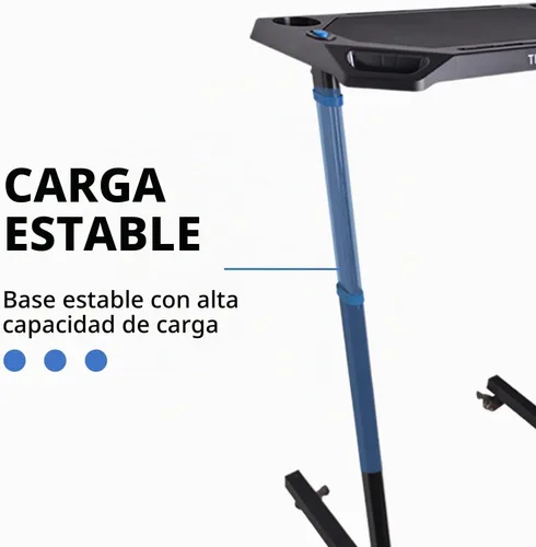 Vista 7 de ThinkRider Escritorio ajustable para bicicleta – Carrito de computadora portátil con ruedas para bicicleta o entrenador estacionario – Ejercicio