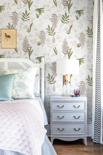 Vista 4 de Papel tapiz floral para despegar y pegar, papel de contacto de hojas modernas, papel tapiz extraíble, decorativo, autoadhesivo, papel tapiz de pared