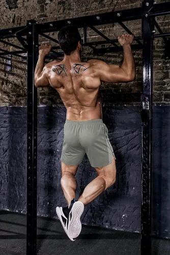 Vista 3 de COOFANDY Paquete de 2 pantalones cortos de entrenamiento de gimnasio para hombre, pantalones de malla ligeros para culturismo, entrenamiento