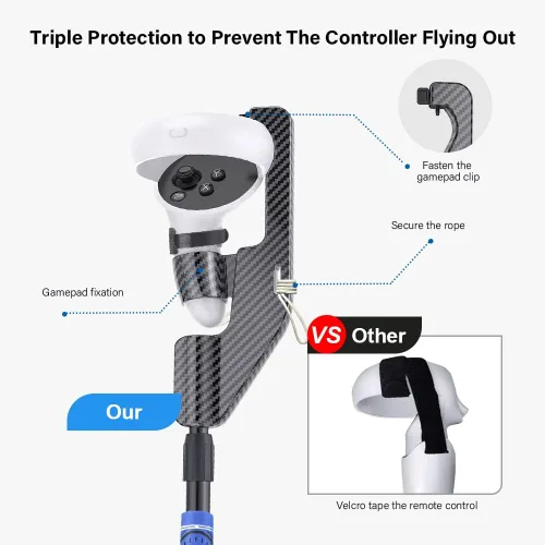 Vista 2 de KPNEOL VR Golf Club for Oculus Quest 2, with Real Golf Grip, VR Golf Club Handle Extension Accessory Enhance Immersive VR Game Experience, Blue
