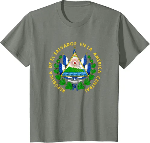 Vista 87 de Escudo de armas de El Salvador Salvadoran Distressed Design T-Shirt