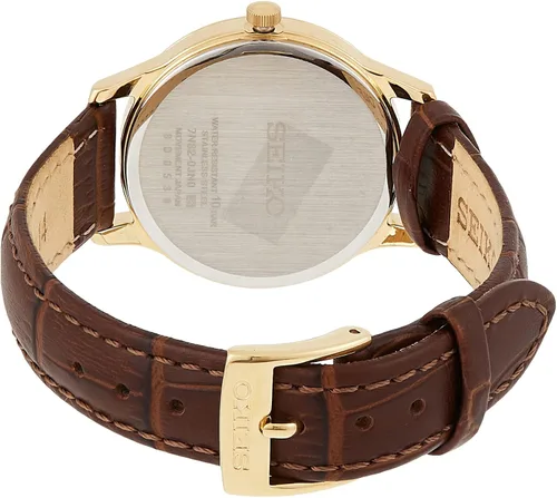 Vista 2 de Seiko neo clásico reloj analógico de cuarzo para mujer con pulsera de cuero SXDG96P1